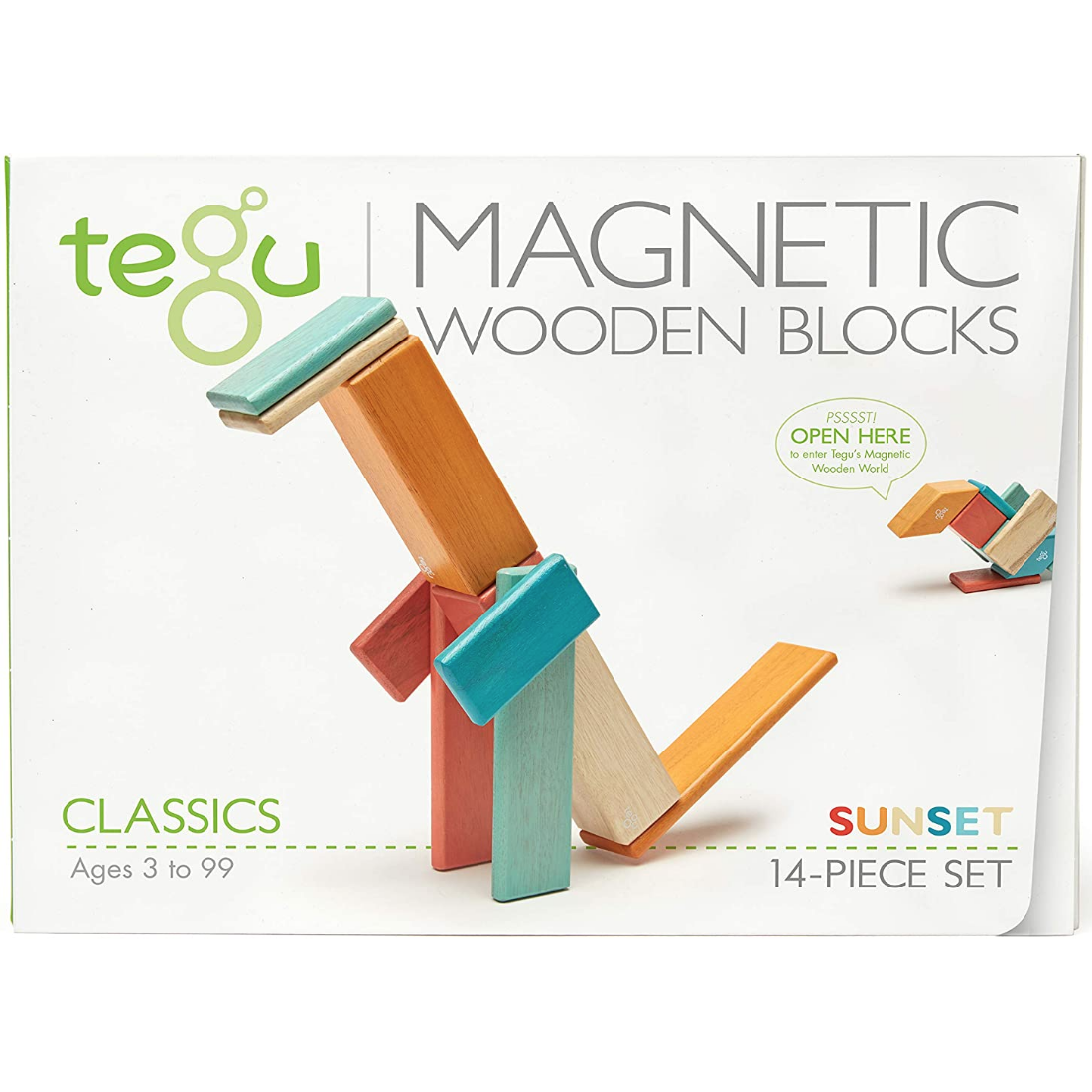 Magnetic Wooden Blocks | 14 Piece Set | Sunset
