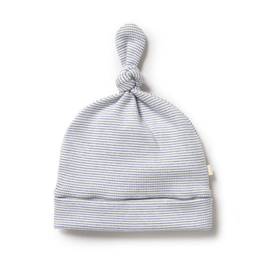 Organic Stripe Knot Hat | Rain Drop