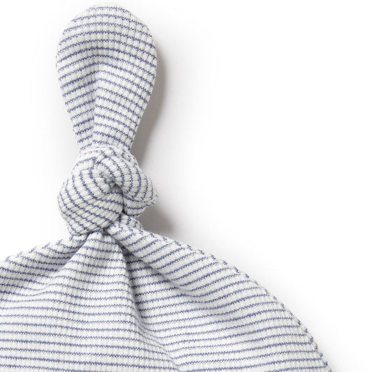 Organic Stripe Knot Hat | Rain Drop