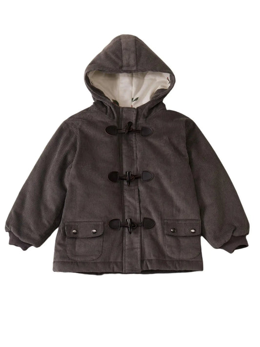Organic Corduroy Quilted Coat | Elephant Grey