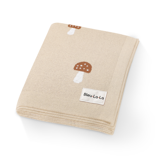 100% Luxury Cotton Swaddle Receiving Baby Blanket | Mushroom (Camel)