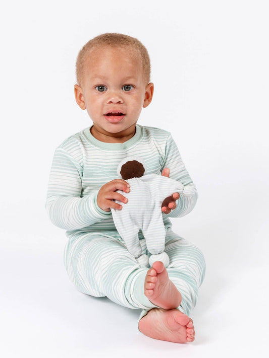 Baby Buddy Lovey - Brown Skin Blue Stripe