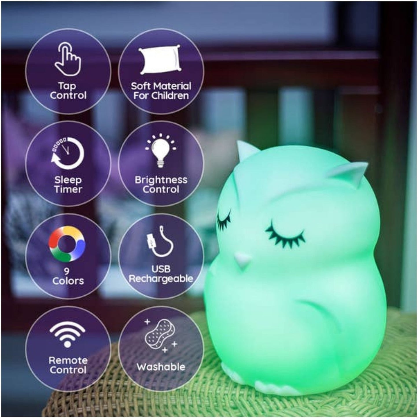 LED Color Changing Silicone Night Lights | Owl