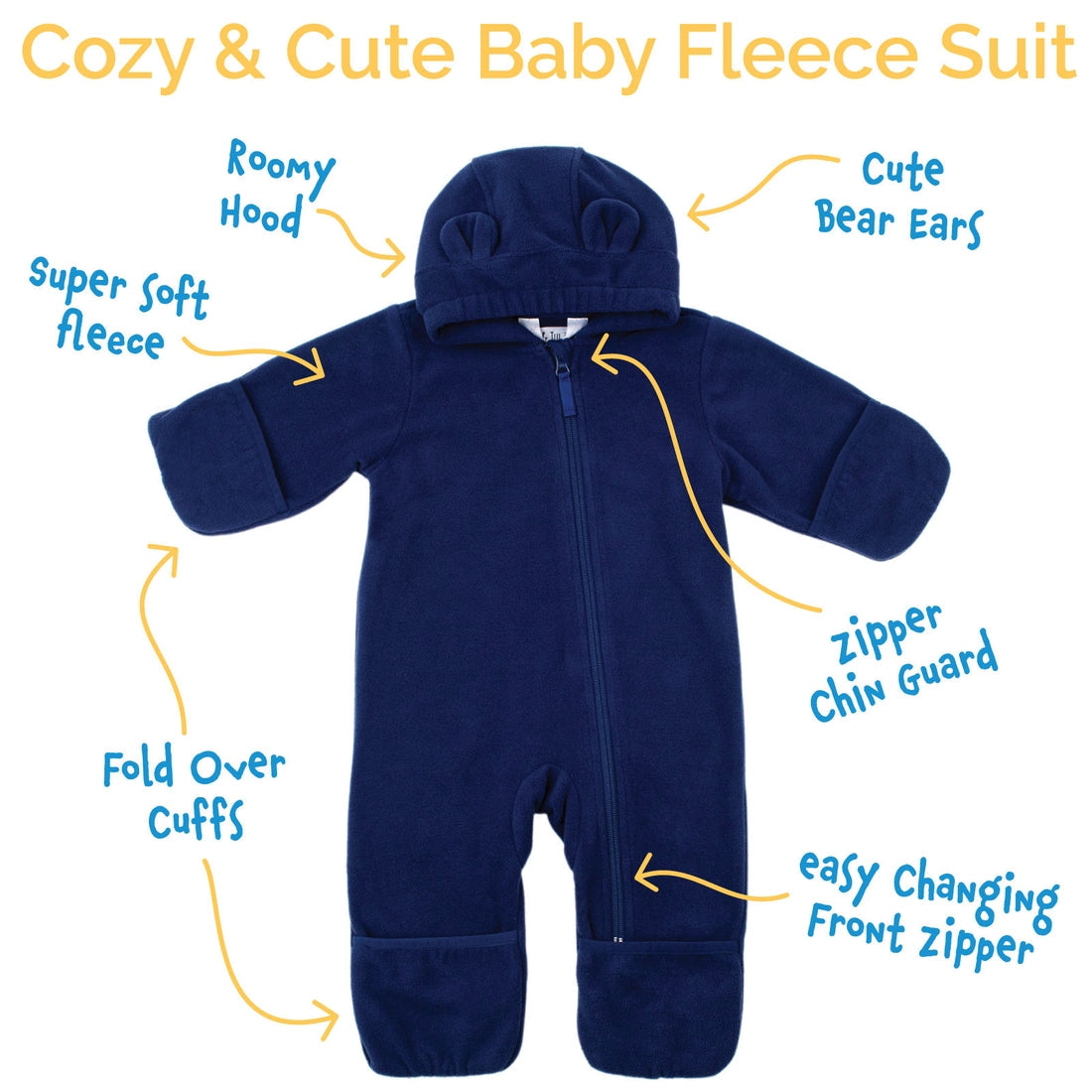 Jan & Jul Fleece Winter Suit | Navy Blue