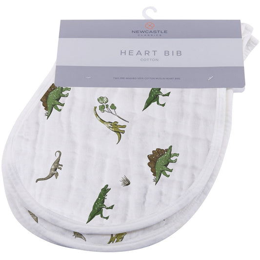 Cotton Muslin Heart Bib | Dino Days