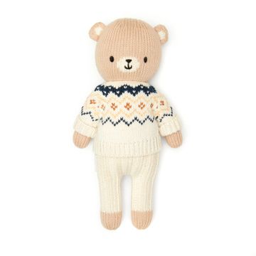 Arthur the bear with fall sweater -Natural & Navy
