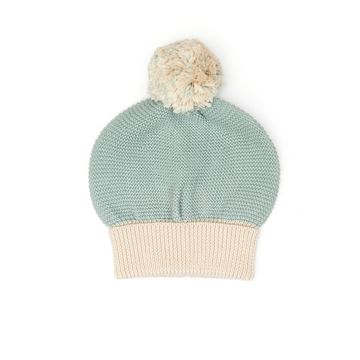 Pompom Hat- Jade & Oatmeal