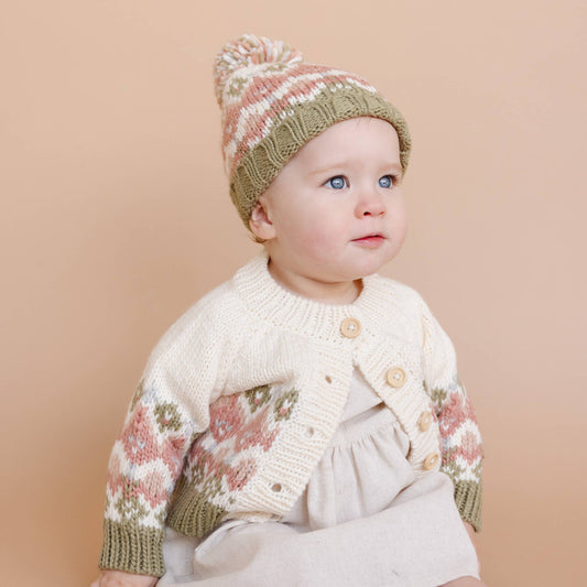 Fairisle Knit Hat Pastel Baby Girl Kids Holiday Accessory