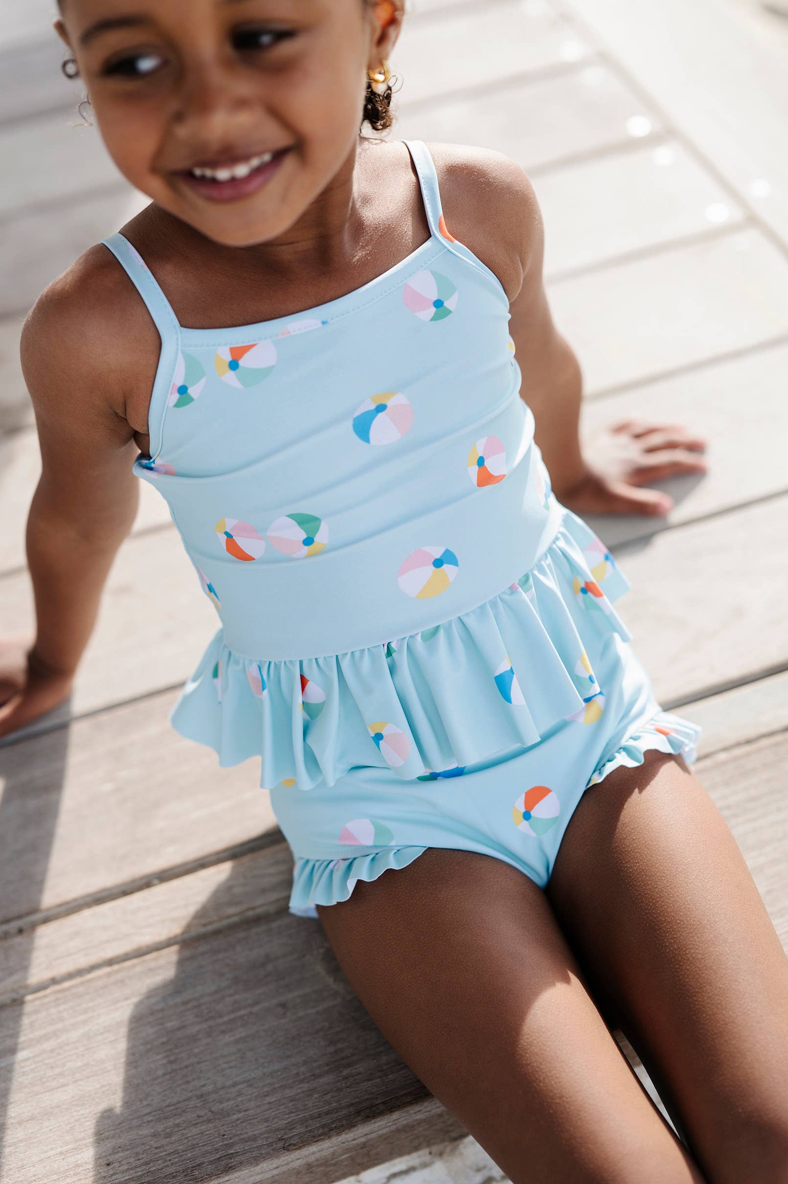 Emma Swim in Beach Ball | UPF 50 2-piece swimwear – StarryBird Kids