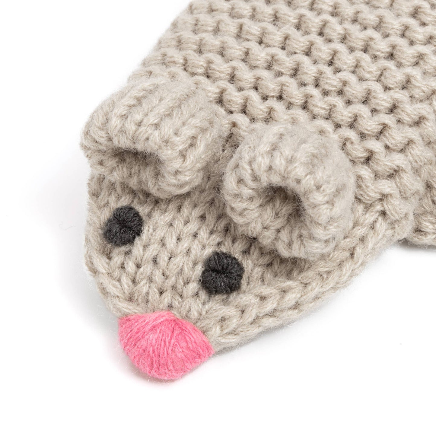 Knitted Mouse Mittens- Toddler / Little Kids - Oat Beige
