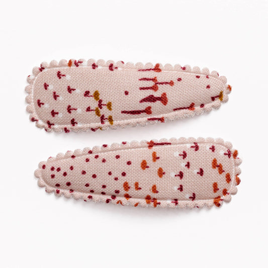 Sloan Pink & Maroon Floral Fabric Hair Clips