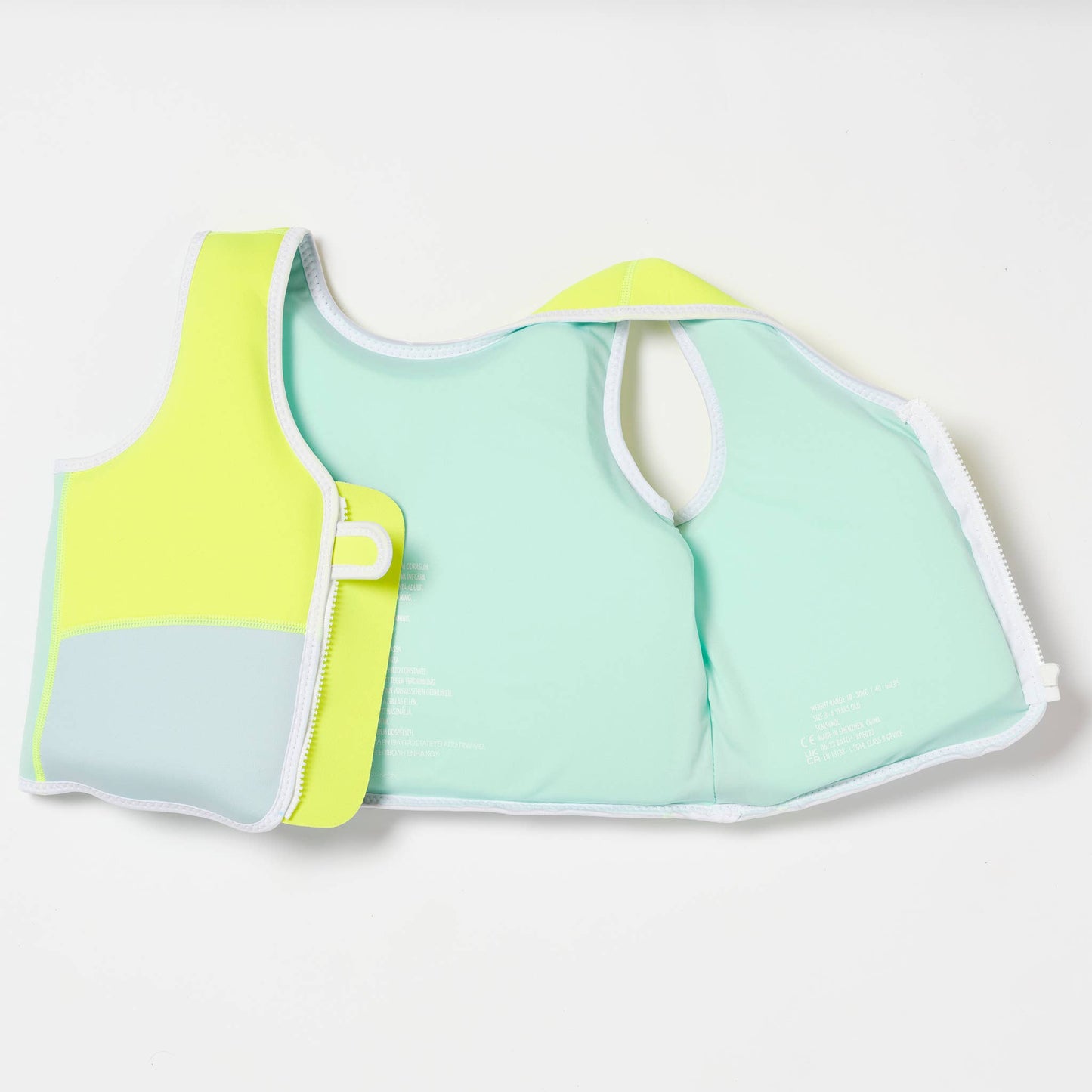Salty the Shark Swim Vest 3-6 Aqua Neon Yellow
