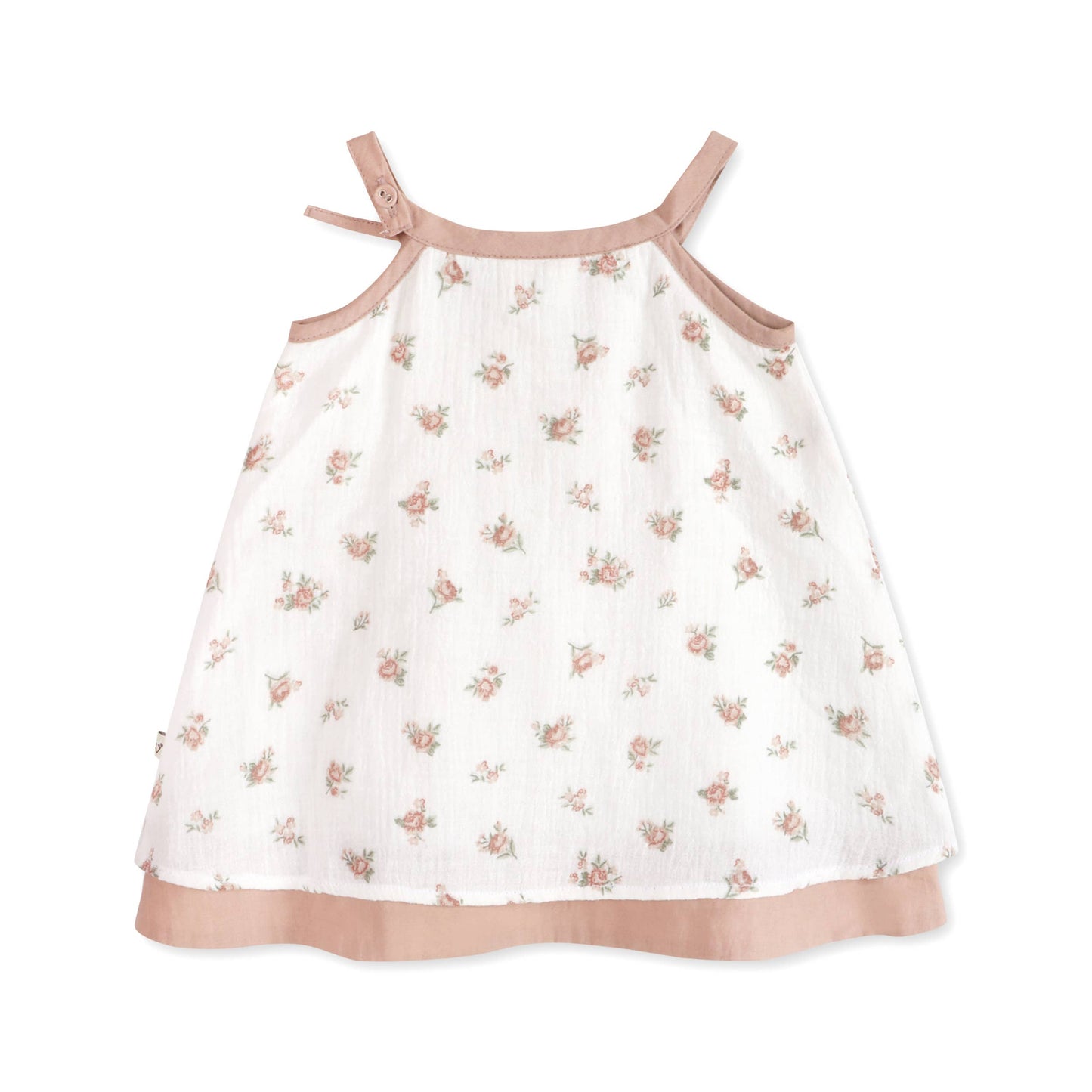 Tea Rose Floral Baby Dress + Bloomer (Organic)