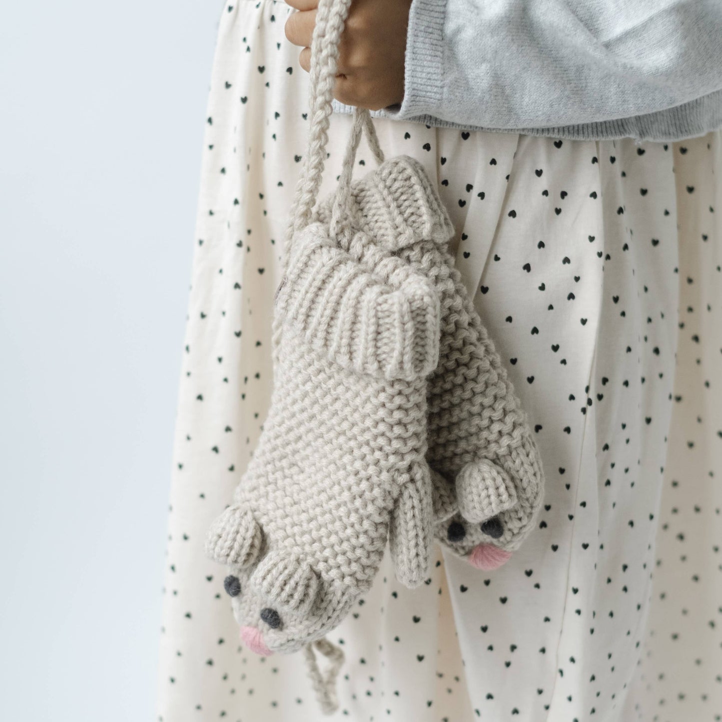 Knitted Mouse Mittens- Toddler / Little Kids - Oat Beige