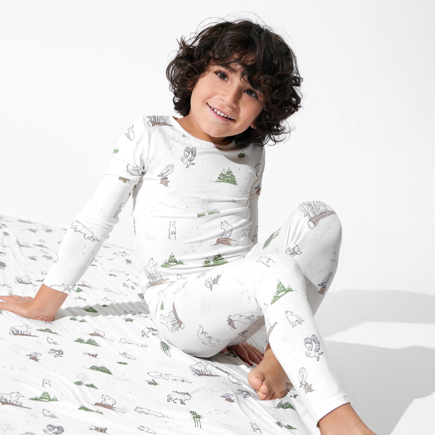 Christmas Winter Forest Animals Kids Bamboo Pajamas