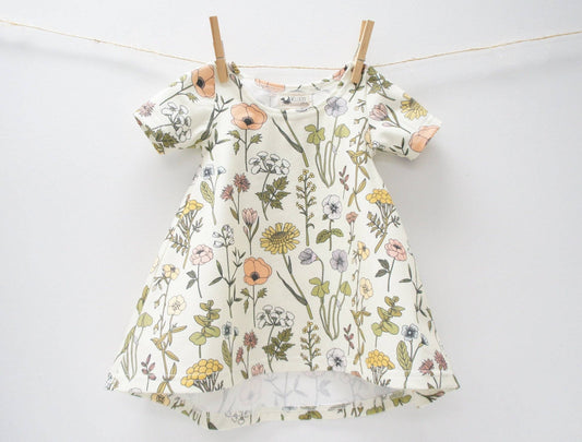 Dress- Baby/toddler/kids - Chickadee Swing Dress, Wildflowers