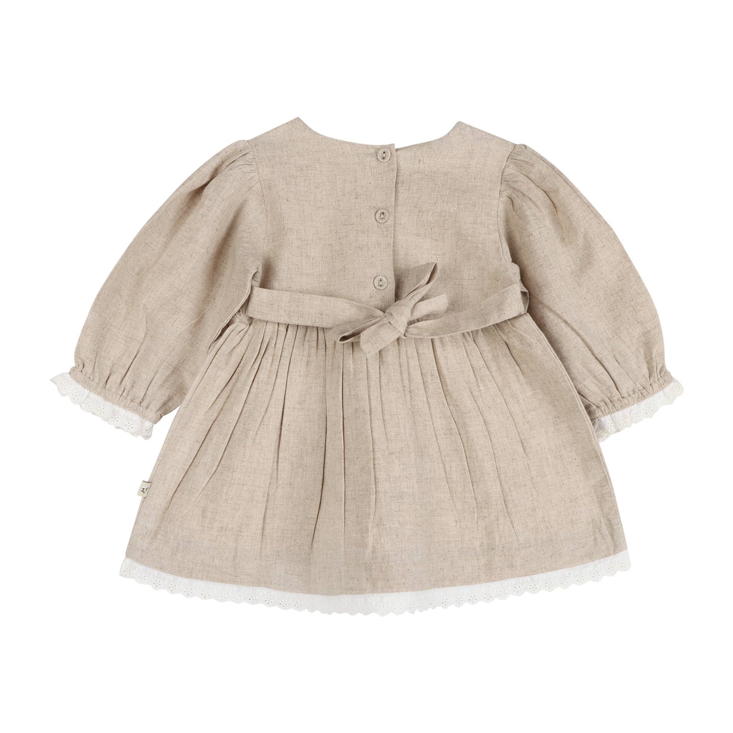 Lydia Linen Embroidered Baby Dress & Bloomer Set (Organic)