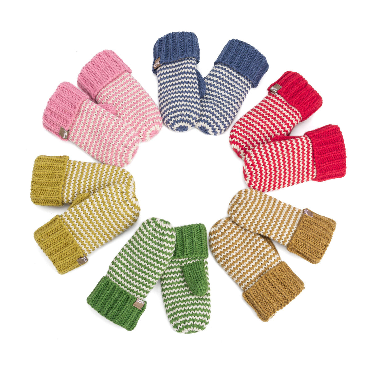 Classic Knit Winter Mittens for Kids 1-12, Stripe Pattern