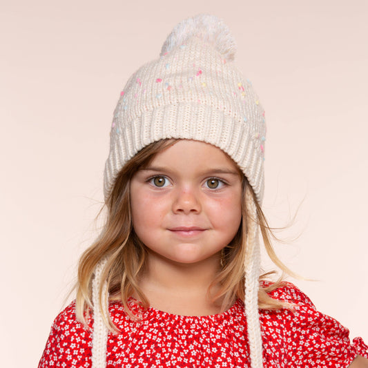 Kids Earflap Winter Hat- Pastel Speckled- Toddler/ Girls 1-6