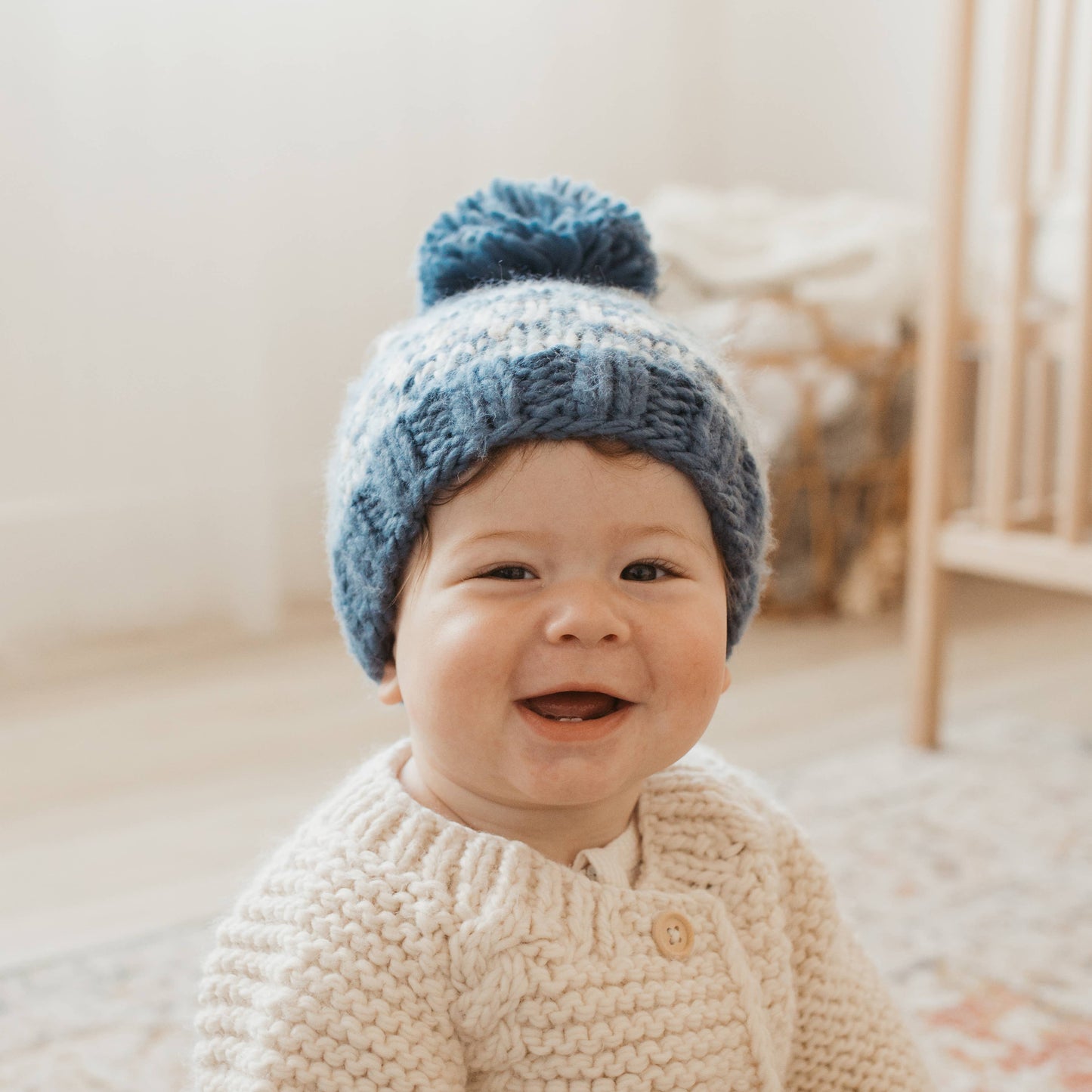 Fairisle Slate Beanie Hat Baby & Kids