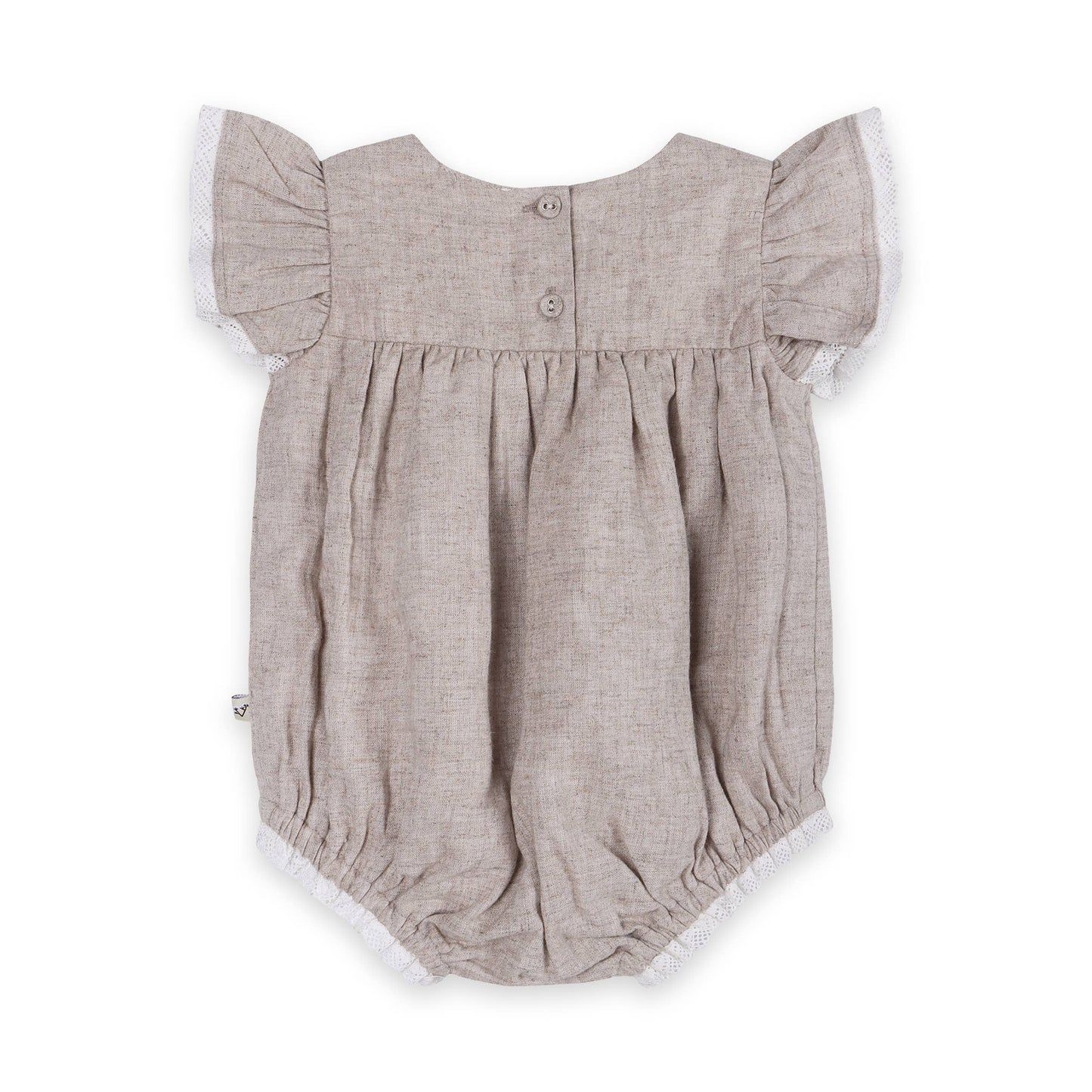 Lena Floral Embroidered Baby Romper + Headband (Linen Blend)