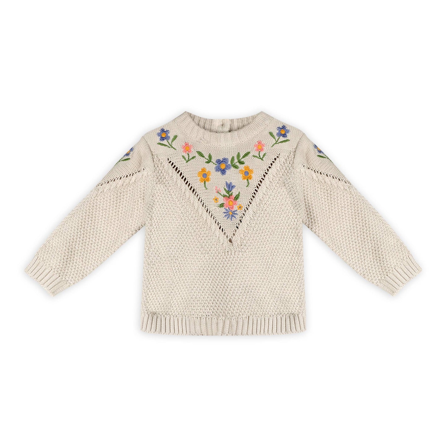 Ivy Floral Embr Tex Knit Baby Pullover (Organic Cotton)