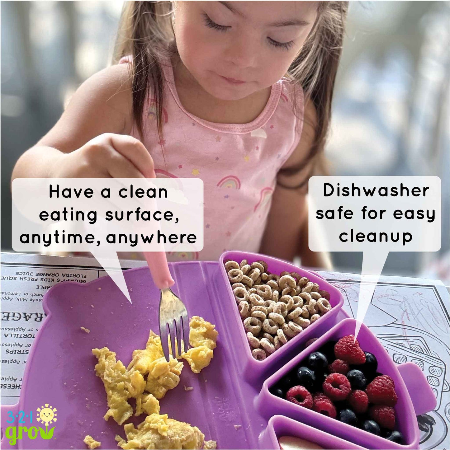 321 Grow On-the-Go Silicone Snack Mat - Cotton Candy