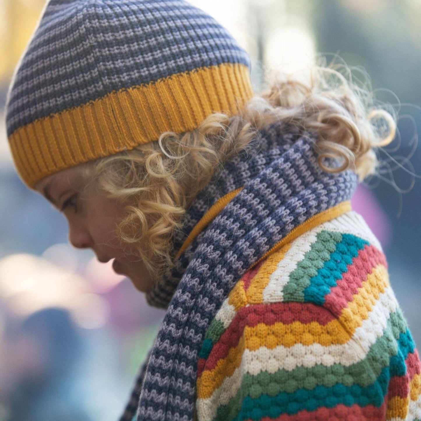 From One To Another Honeycomb Rainbow Snuggly Knitted Jumper