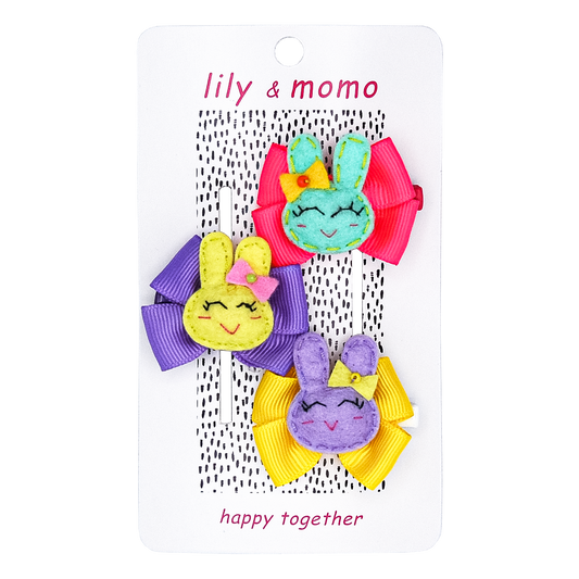 Bunny Trio Hair Clips | Assorted Pastels