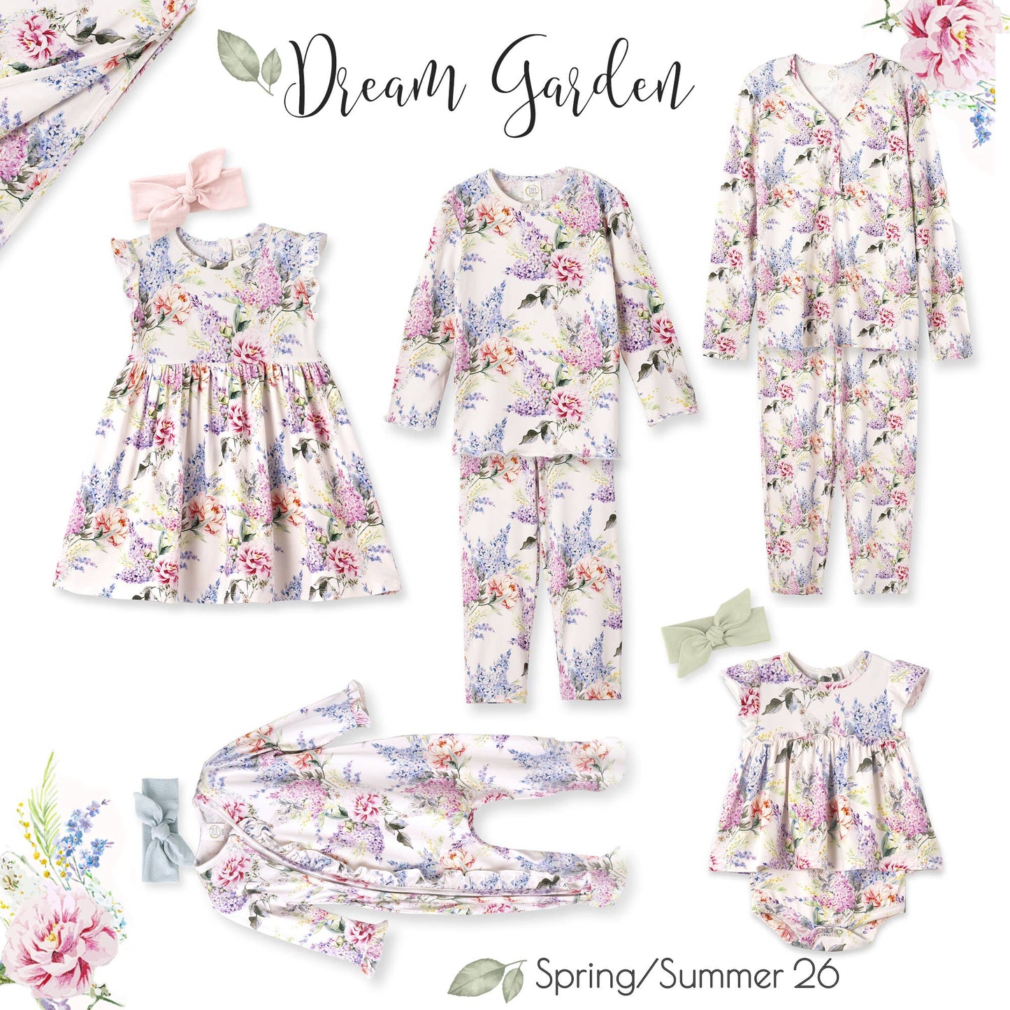 Dream Blossom Bamboo Baby Toddler Dress -Watercolor Floral