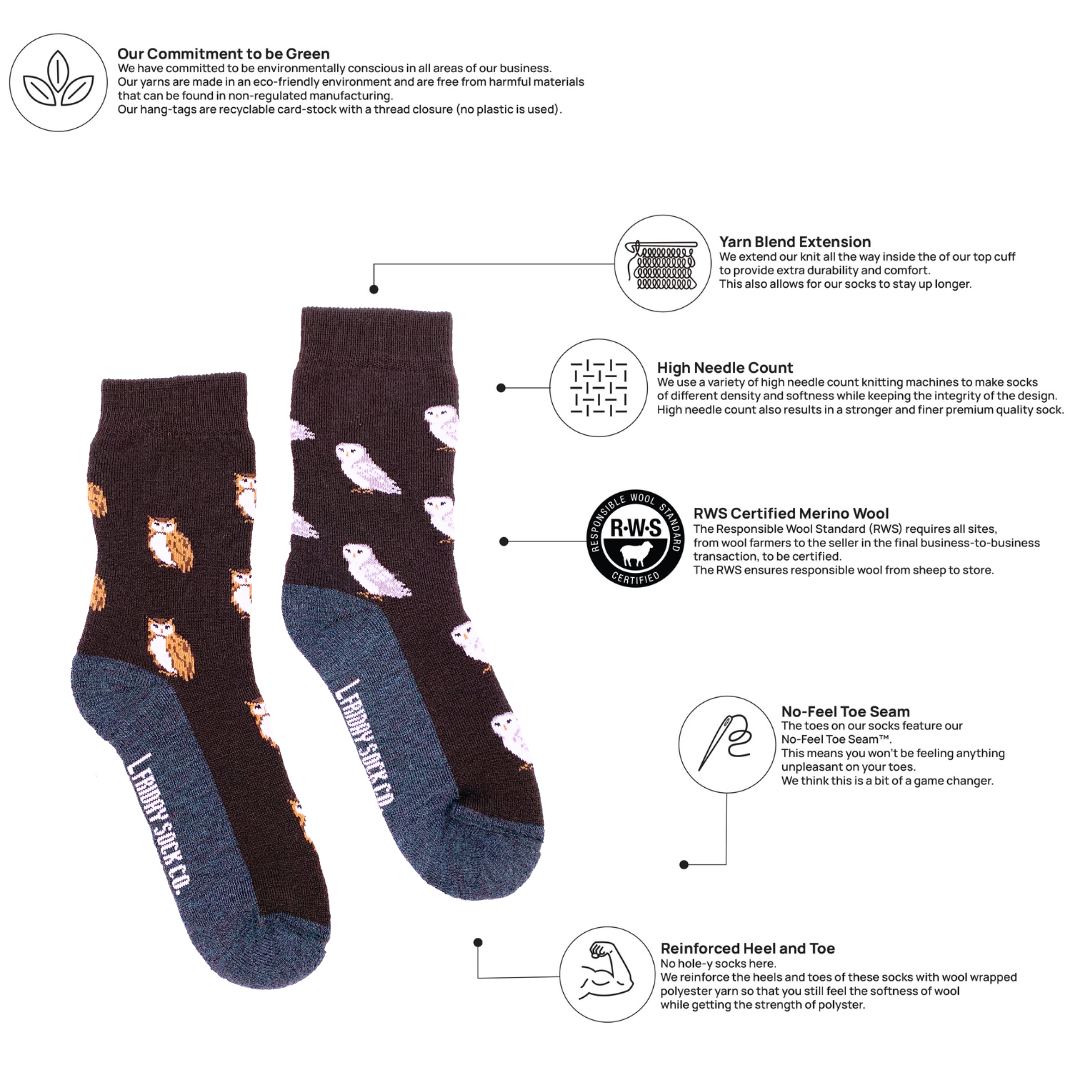 Kid's Owl Merino Wool Socks