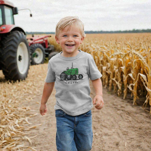 "Drive" Green Tractor Farm Boy Summer Western Kid Clothes