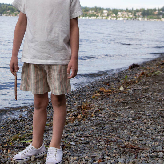 Boys Everyday Cotton Shorts | Mint Green Stripe