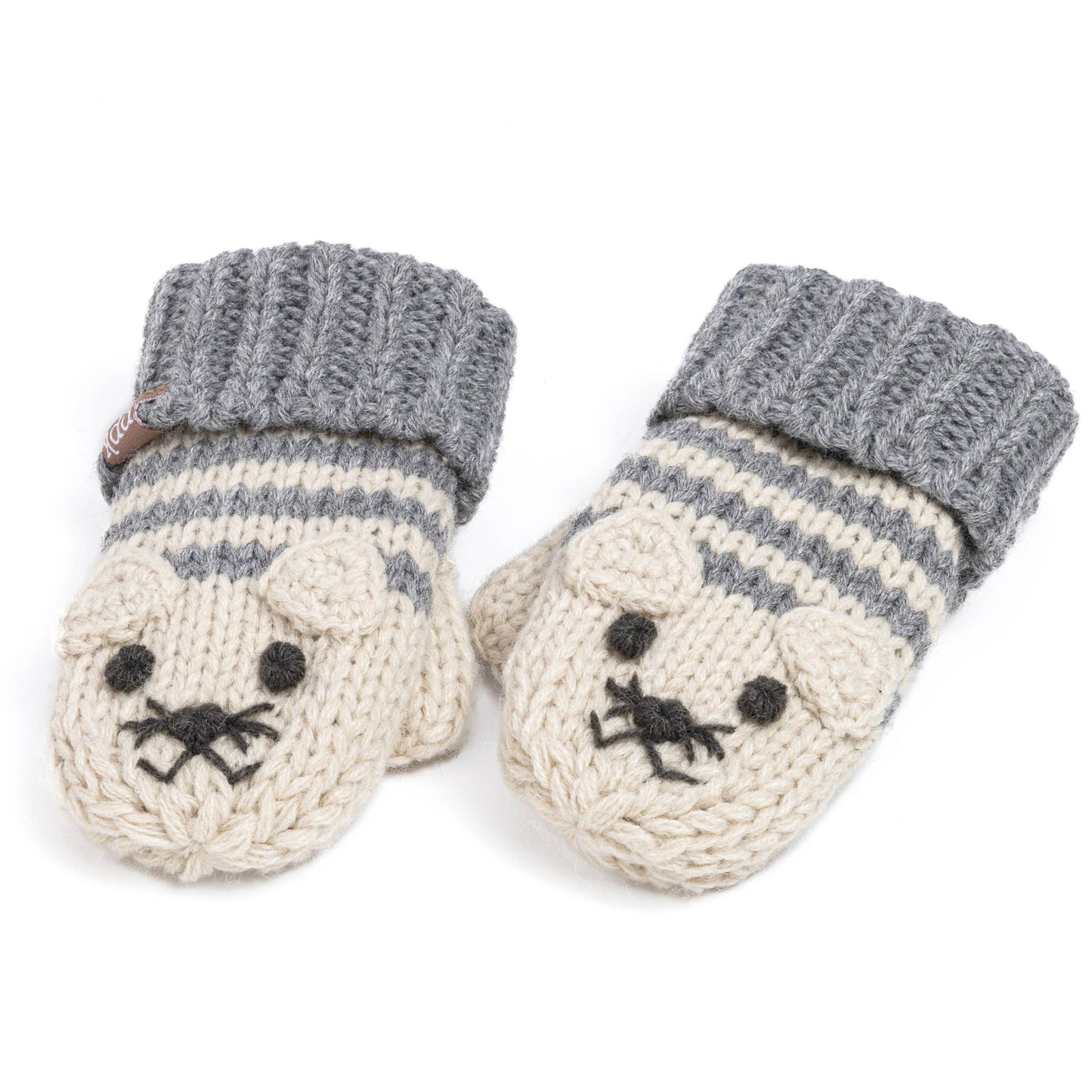 Knitted Cat Mittens - Toddler / Little Kids / Big Kid - Gray
