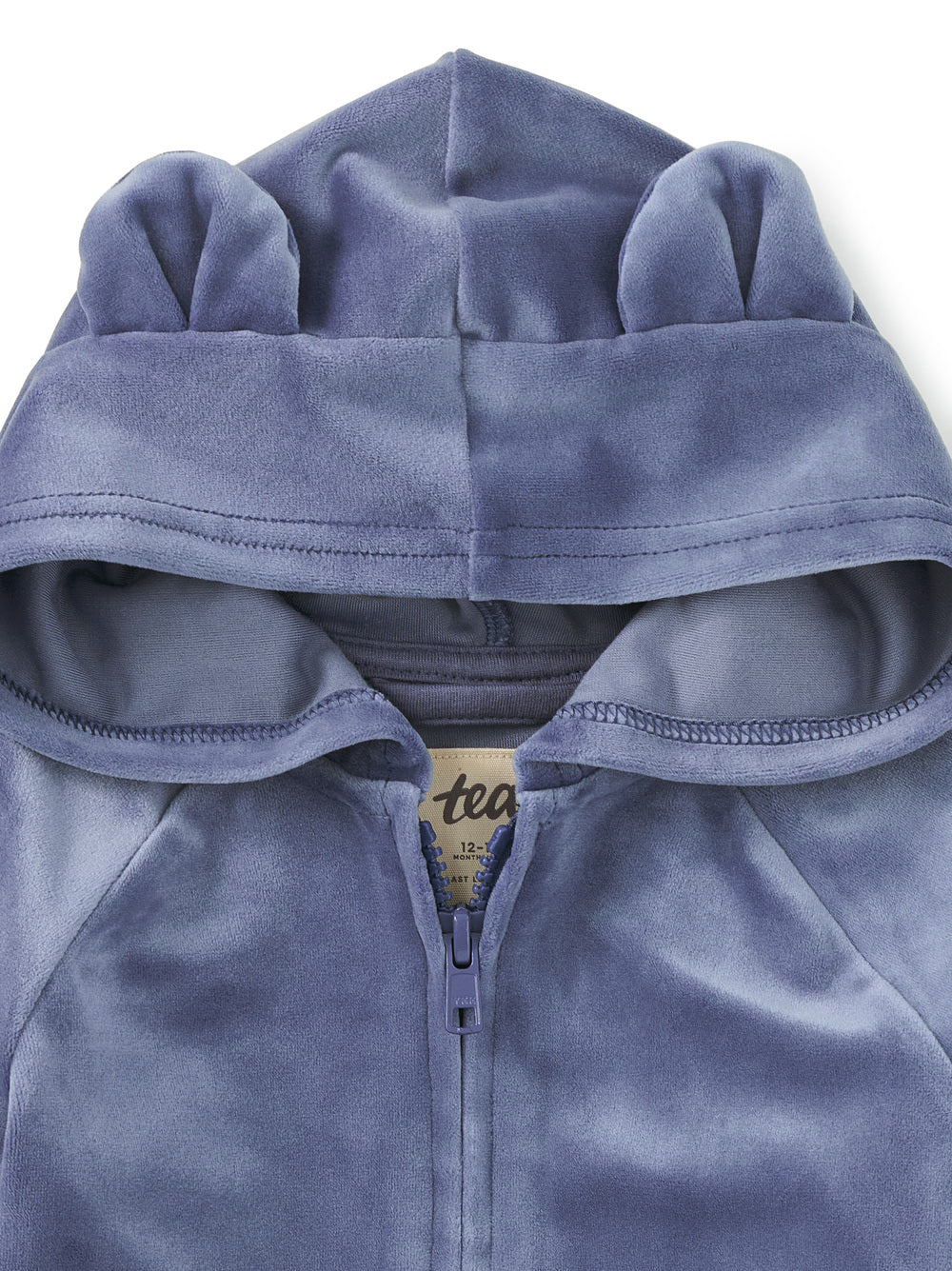 Bear Ears Velour Baby Hoodie / NAVAL BLUE