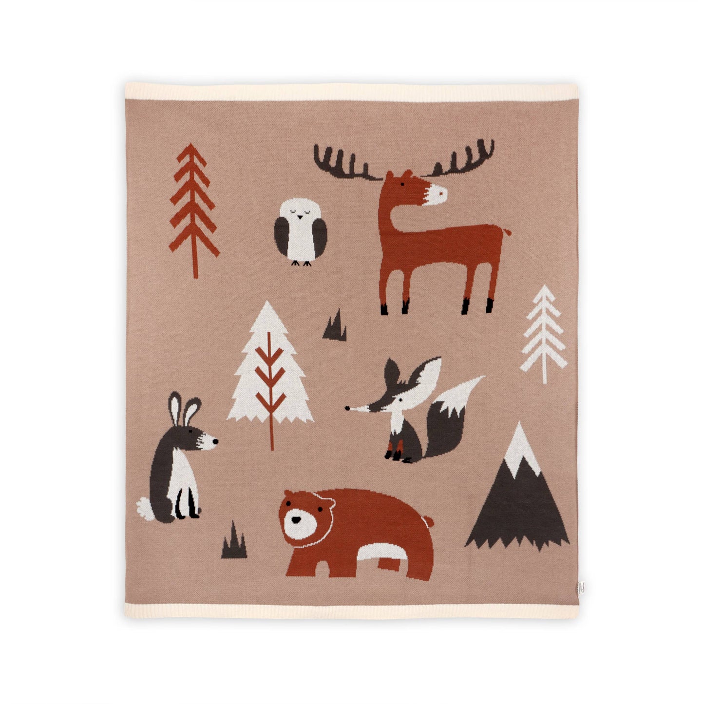 Woodland Bear - Organic Jacquard Sweater Knit Baby Blanket