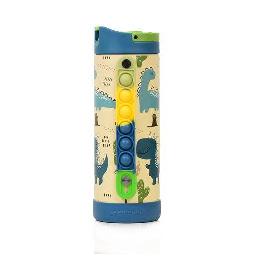 Fidget Strap Kids Stainless Bottle 14oz Dinosaur