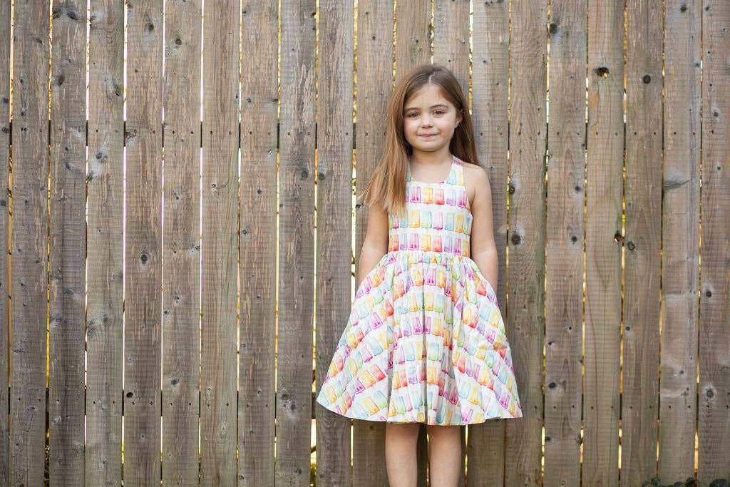 Cross Back Twirly Dress in Popsicles