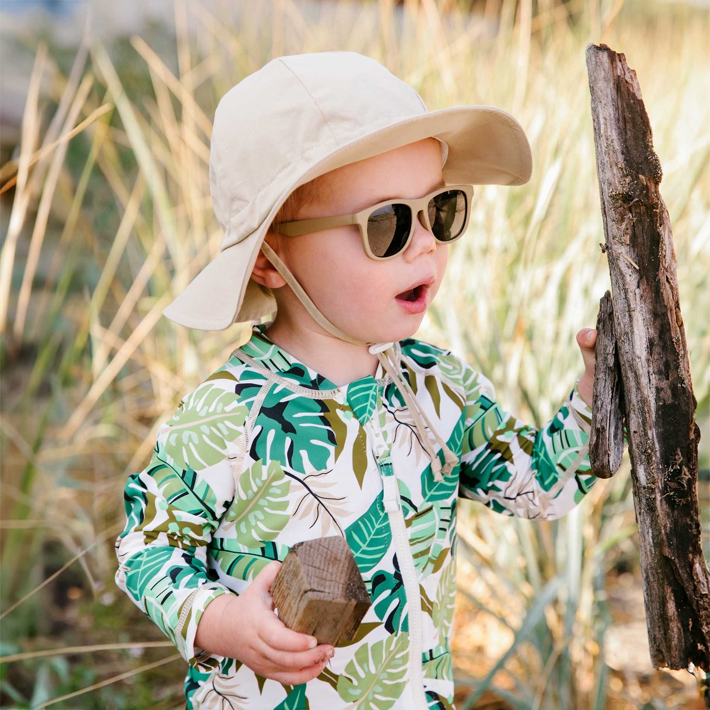 Beige Stripes | Cotton Floppy Sun Hat