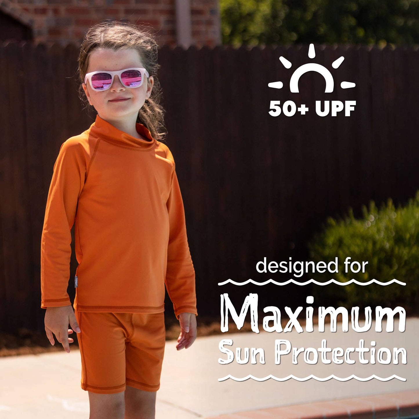 Tangerine | Kids UV Swim Trunks