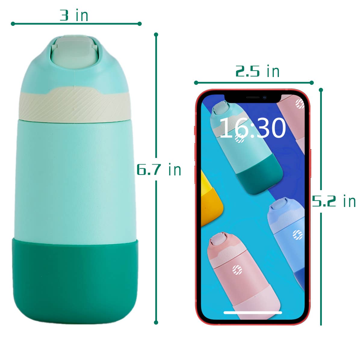 12oz. S/S Insulated Kid's Water Bottle With Pop-up Straw Lid