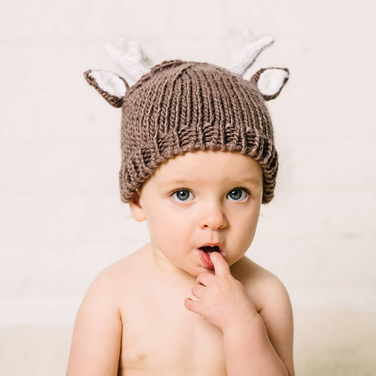 Hartley Deer Hat Tan Baby Kids Holiday Christmas Fall Wood