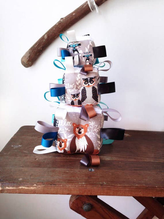 Bear Other Woodland Fabric Baby Taggie Block  Toy Gift