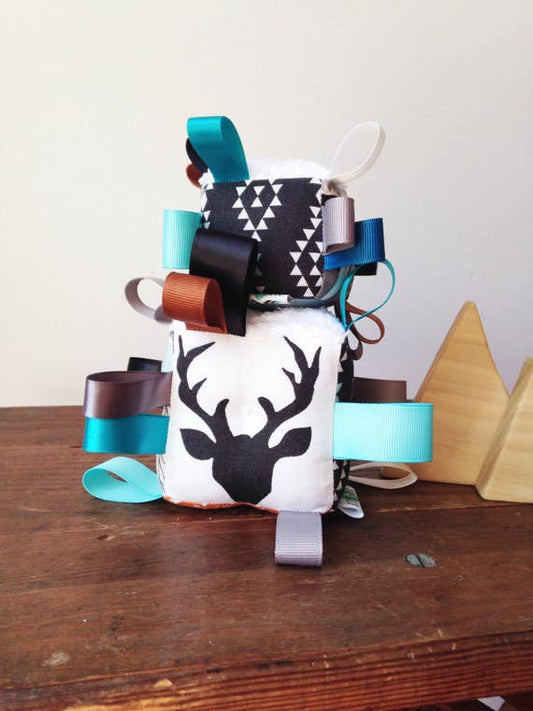 Bear Other Woodland Fabric Baby Taggie Block  Toy Gift