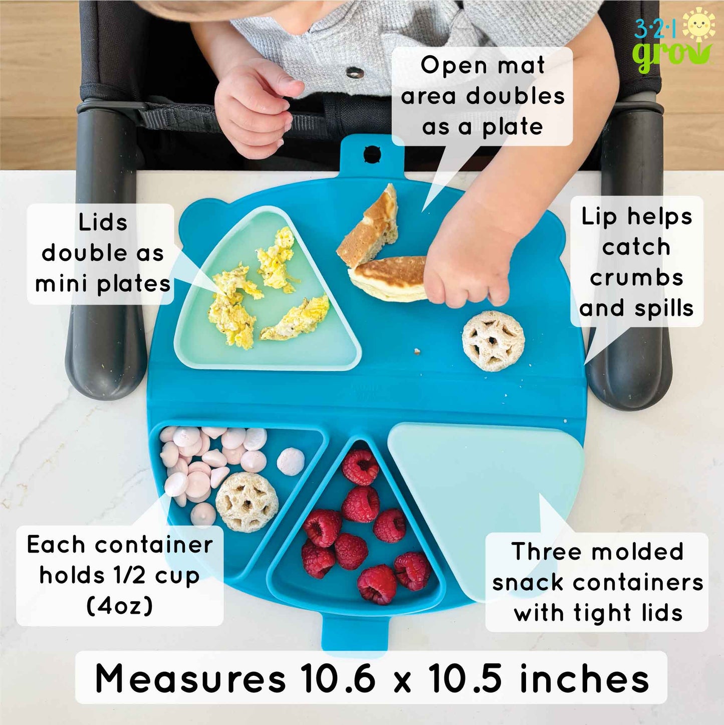321 Grow On-the-Go Silicone Snack Mat - Cotton Candy