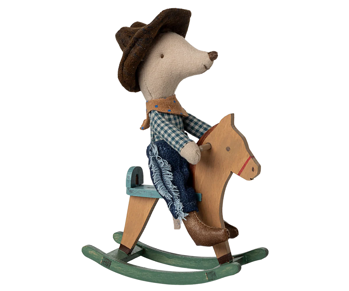 Cowboy Mouse on rocking horse- Little brother