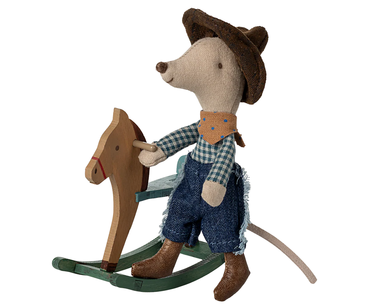 Cowboy Mouse on rocking horse- Little brother