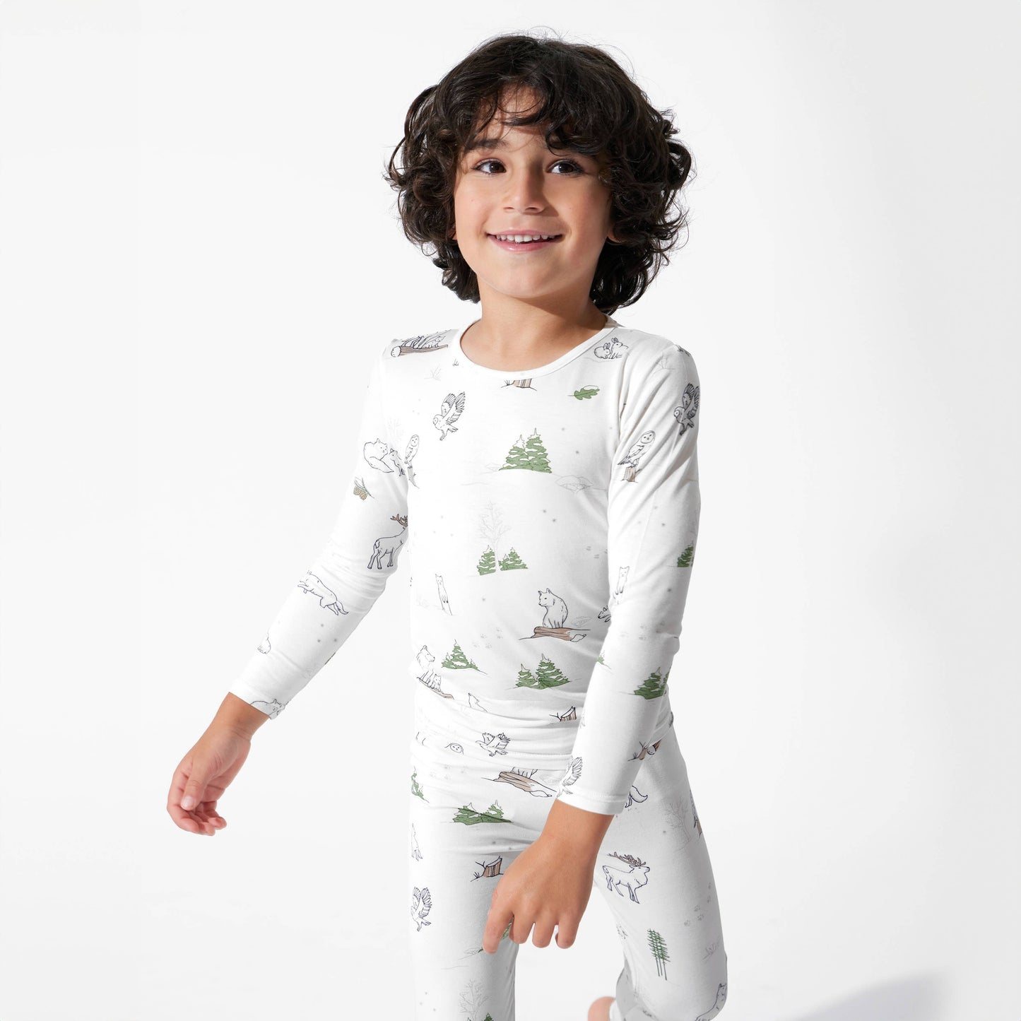 Christmas Winter Forest Animals Kids Bamboo Pajamas