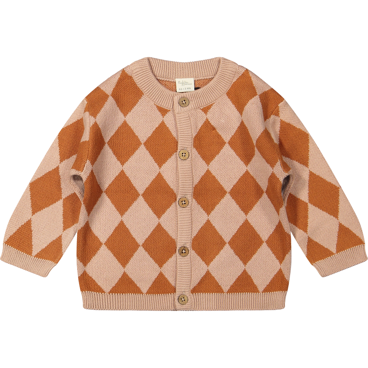 Cardigan Nero Diamond Knit Sirocco | Leather Brown