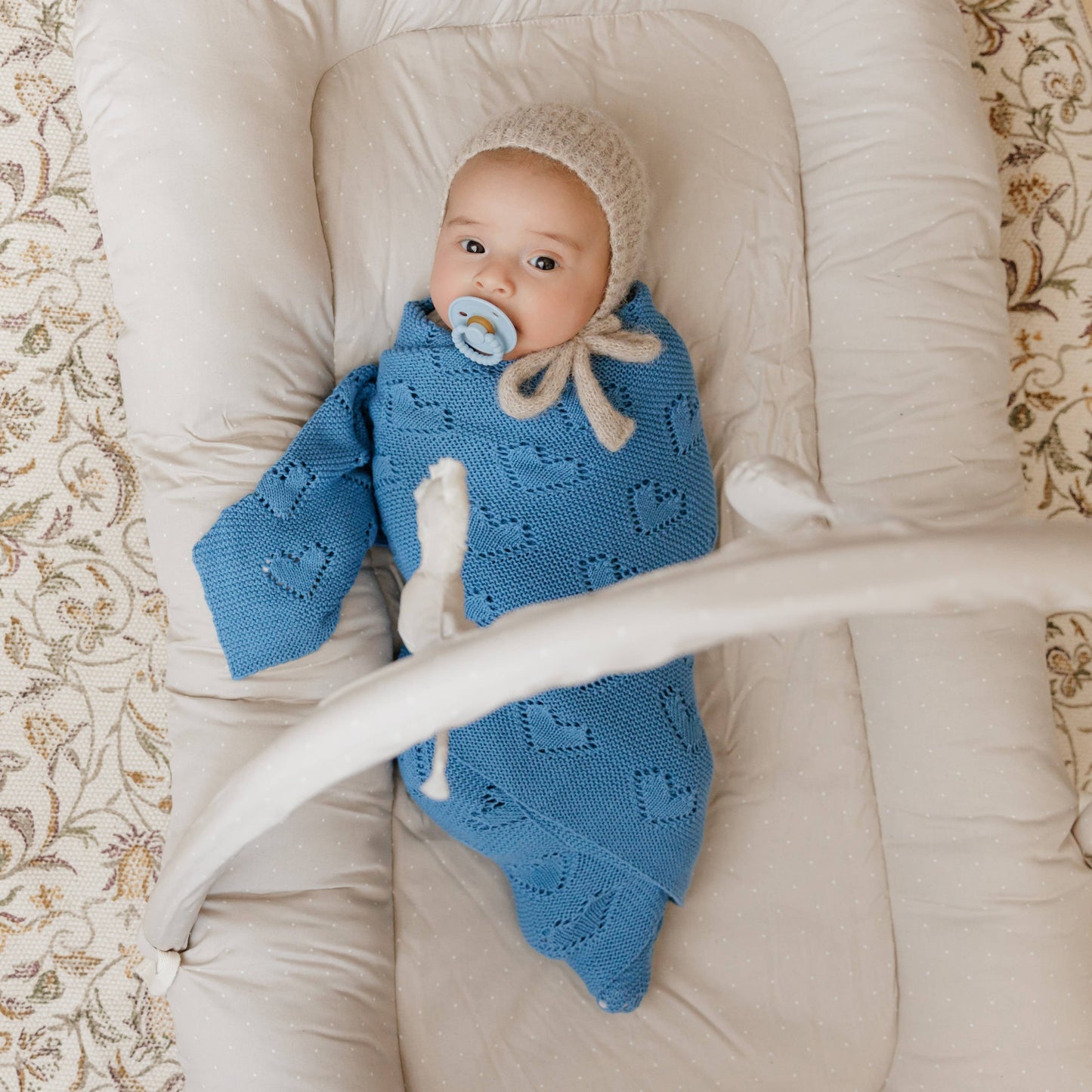 100% Luxury Cotton Receiving Swaddle Baby Blanket - Heart: Rose Pink